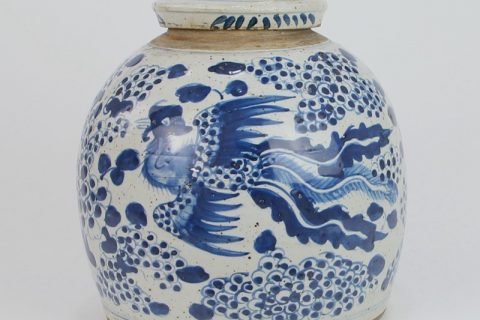 RZEY03-L-E      Qing dynasty chinese mascot design ceramic tea jar with lid