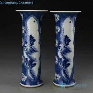 RZJI04-B      Ancient column shape flower pattern porcelain vase