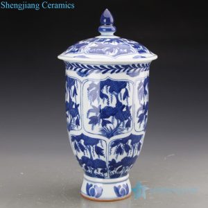 RZJI07     Jingdezhen precious leaves design blue and white ceramic jar