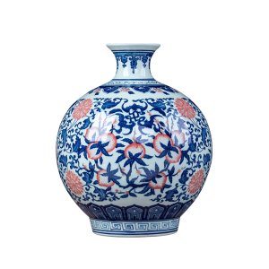 RZLG42     High quality underglaze red floral design ceramic vase