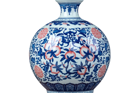RZLG42     High quality underglaze red floral design ceramic vase