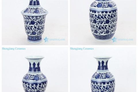 RZMX07-10    Valuable blue and white interlocking branches of lotus design ceramic vase