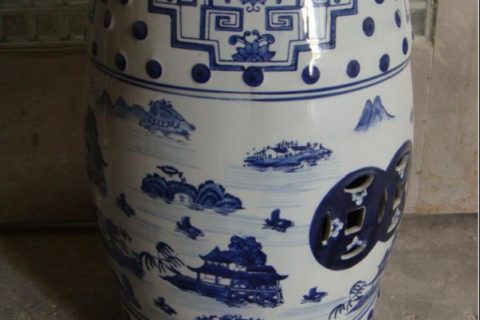 RZPZ09        Shengjiang exquisite hand drawing chinese landscape design ceramic stool