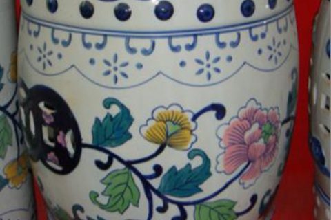 RZPZ12       Hand painted coloful flowers and leaves design ceramic stool