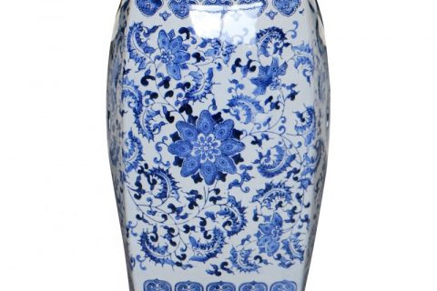 RZPZ21       Four sides blue and white floral design ceramic stool