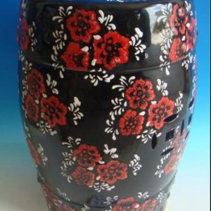 RZPZ22      Black background red flowers pattern ceramic stool