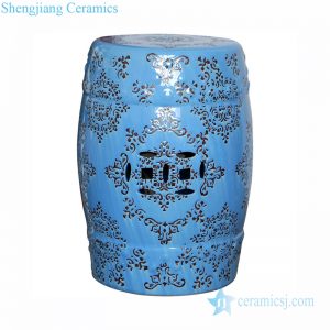 RZPZ24     Blue background hand carved pattern home decorative ceramic stool