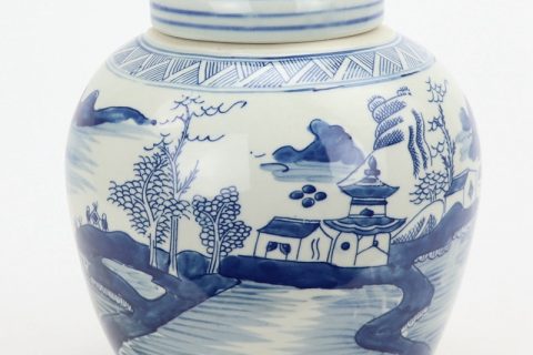 RYVM26-C  China landscape flat lid porcelain jar