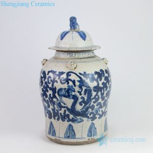 RZEY12-K   Crude clay design hand paint dragon pottery jar