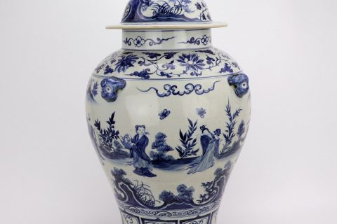 RZFH08-B Dark blue China the 8 immortals ceramic jar with lion knob