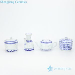RZKG12-13-14   Blue and white restaurant ceramic pot for spices