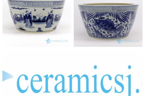 RZFH14-AB Hand draw eight immortals and fish design ceramic fish pots