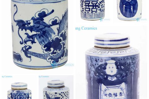 RZKT11-HM  Hand painted China antique house decor ceramic tin jars