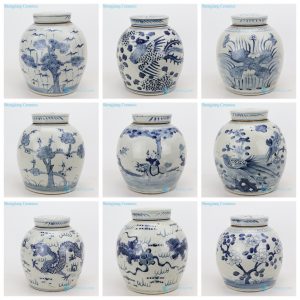 RZMV36-AI   Jingdezhen China artisan hand painted old porcelain jar in blue color