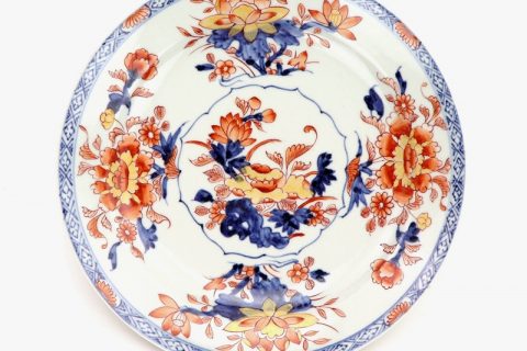 RZQF01  Red lotus handcraft export porcelain plate