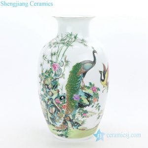 RZQG01  Famous Jingdezhen painter handcraft peacock ceramic vase