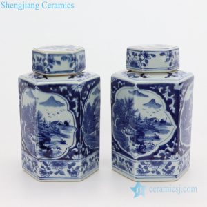 RYUK38 Shengjiang antique blue and white ginger jar