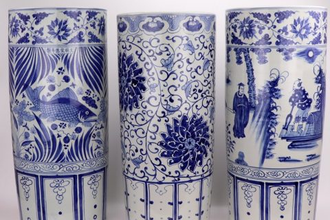 RZFH19-A/B/C hand painted white background blue painting ceramic umbrella stand