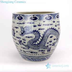 RZFH20-A/B Jingdezhen B/W dragon and lion ceramic vat