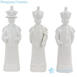 RZKC26 China Qing dynasty 3 emperors white ceramic figurine