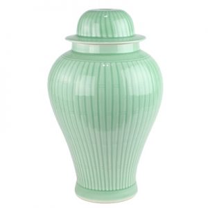 DS3-RYMA-NEW china Shengjiang Shadow green handcraft carved stripe ceramic lamp for general jar