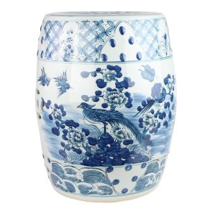 RYKB158-A  Jingdezhen Hand-painted blue and white flower and bird ceramic drum nail stool