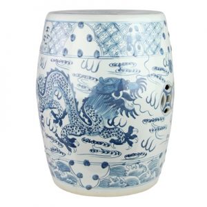 RYKB158-B  Jingdezhen Hand-painted blue and white dragon pattern ceramic drum nail stool