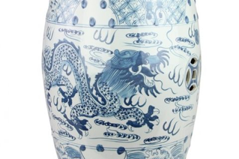 RYKB158-B  Jingdezhen Hand-painted blue and white dragon pattern ceramic drum nail stool