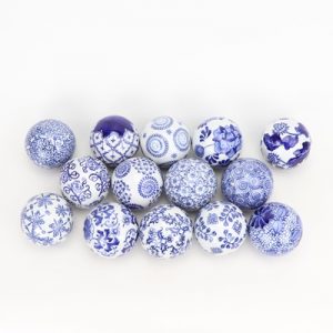 RYPU23-D8  Jingdezhen Blue and white flower pattern ceramic ball decorative ball round float ball