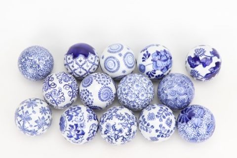 RYPU23-D8  Jingdezhen Blue and white flower pattern ceramic ball decorative ball round float ball