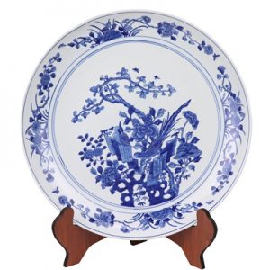 RYQQ44-G  Jingdezhen Hand-painted blue white flower-and-bird plate