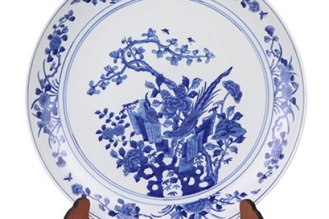 RYQQ44-G  Jingdezhen Hand-painted blue white flower-and-bird plate
