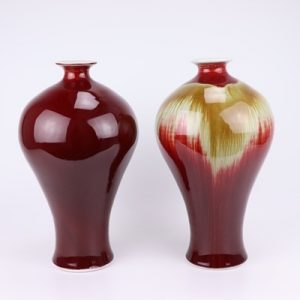 RZFJ04-AorB Jingdezhen  Color glaze kiln becomes red bottom flow yellow plum bottle