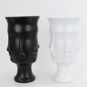 RZLK25-B Nordic Muse matte combination of black and white ceramic face vases elegant DORA