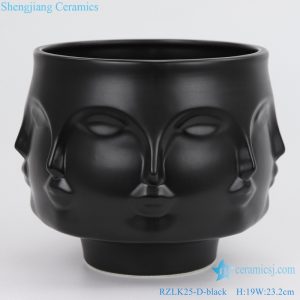 RZLK25-D Nordic Muse matte black and white eight-sided combination of ceramic face vases pure Mary