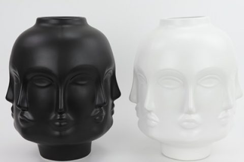 RZLK25-E Nordic Muse matte black and white porcelain combination vase with eight faces sad DORA