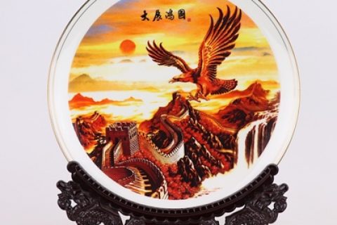 RZMP08 Twelve - inch bone porcelain painted gold edge exhibition dapeng spread its wings picture plate