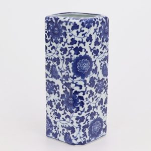 RZNV12 Blue and white entangling lotus pattern square straight tube blue and white ruyi mouth pen tube floret vase ceramics