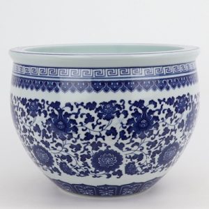 RZNV17-A Beautiful jingdezhen blue and white flower tangzhi lotus pattern round small tank traditional porcelain