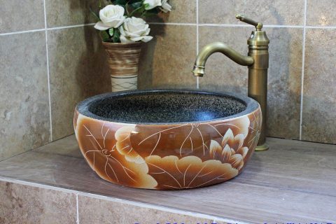 LJ20-007  classic hand made  Lotus flower porcelain wash basin
