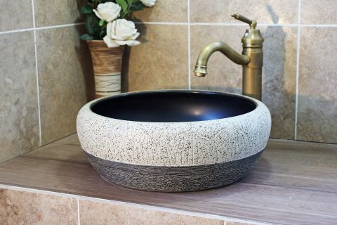 LJ20-023 High - grade grey carved round table basin