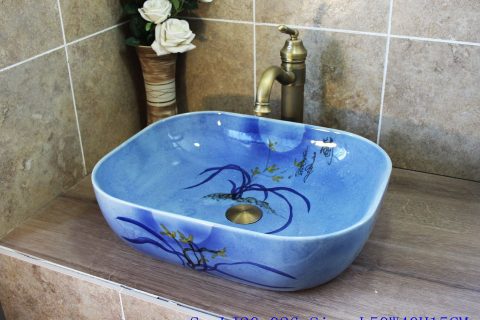 LJ20-026 Pure hand painting blue flowers  wash sink