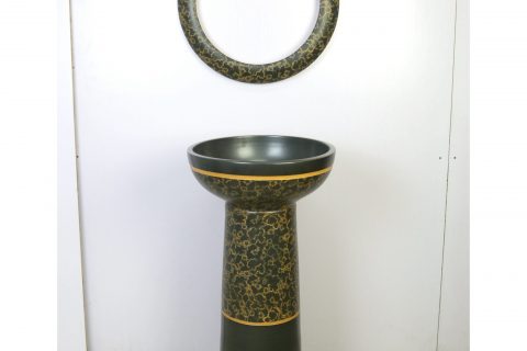 sjbyl-120-024  Jingdezhen Shengjiang Ceramics outlet Leopard grain style ceramic pedestal wash hand sink