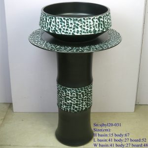 sjbyl120-031  Restaurant Nesting basin - Green bluestone  porcelain pedestal sink