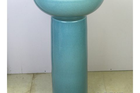 sjbyl120-032  Restaurant Nesting basin - turquoise blue crackle glaze  porcelain pedestal sink