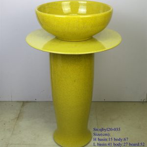 sjbyl120-035  Restaurant Nesting basin -Huang Wen piece porcelain pedestal sink