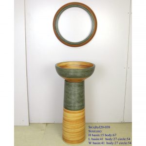 sjbyl120-038  Restaurant Nesting basin Paleosensitic lithographic fine line  porcelain pedestal sink