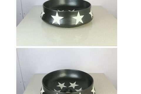 sjbyl120-058 Simply fashionable black glazed star procelain wash basin