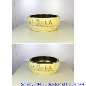 sjbyl120-078 Table basin - metallic glaze and electroplating series - Sub-golden autumn water