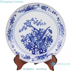 RYQQ44-G Hand maid  blue and white  flowers decorate ceramic plate